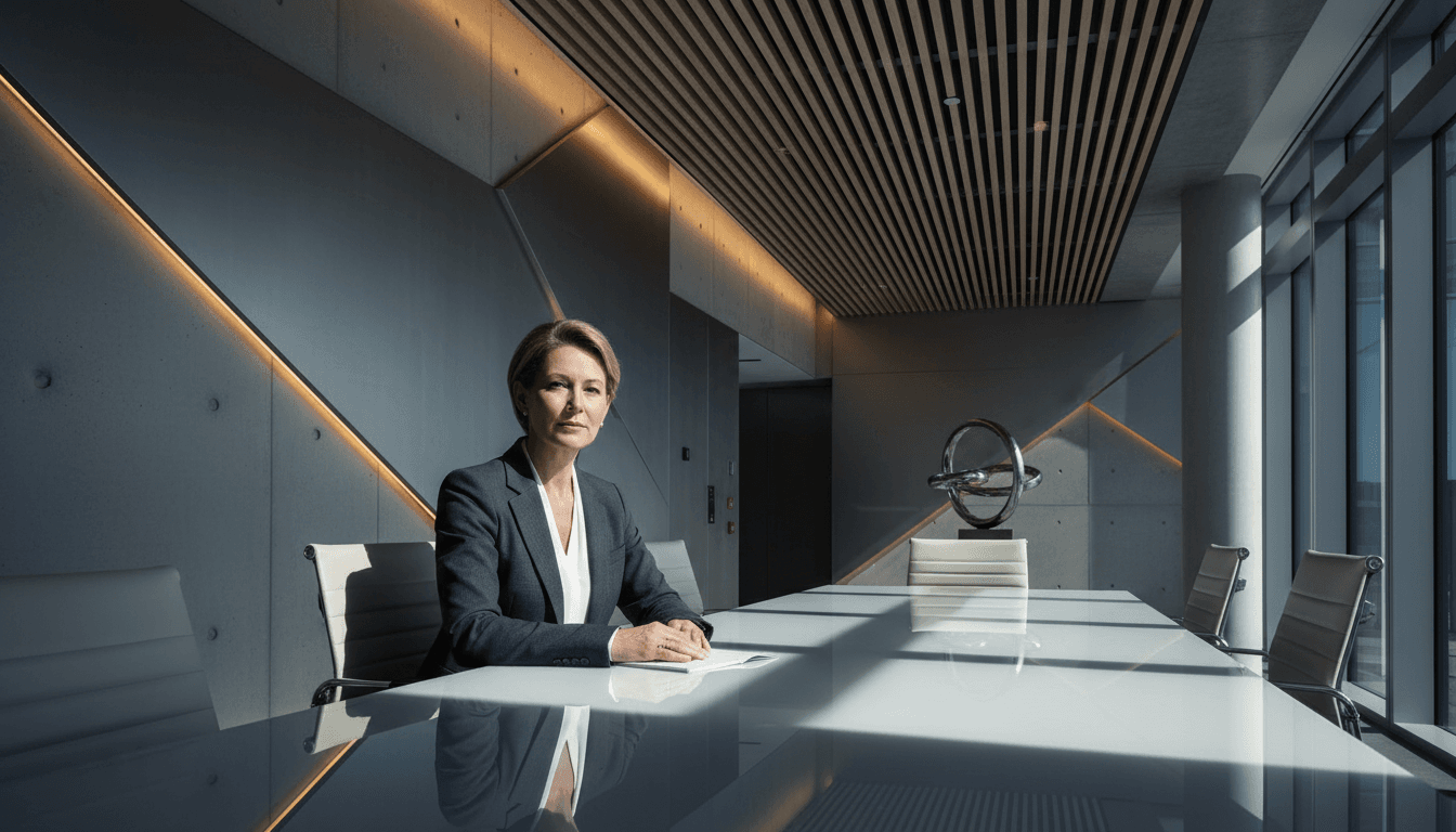 Healthcare executive in a modern conference room setting