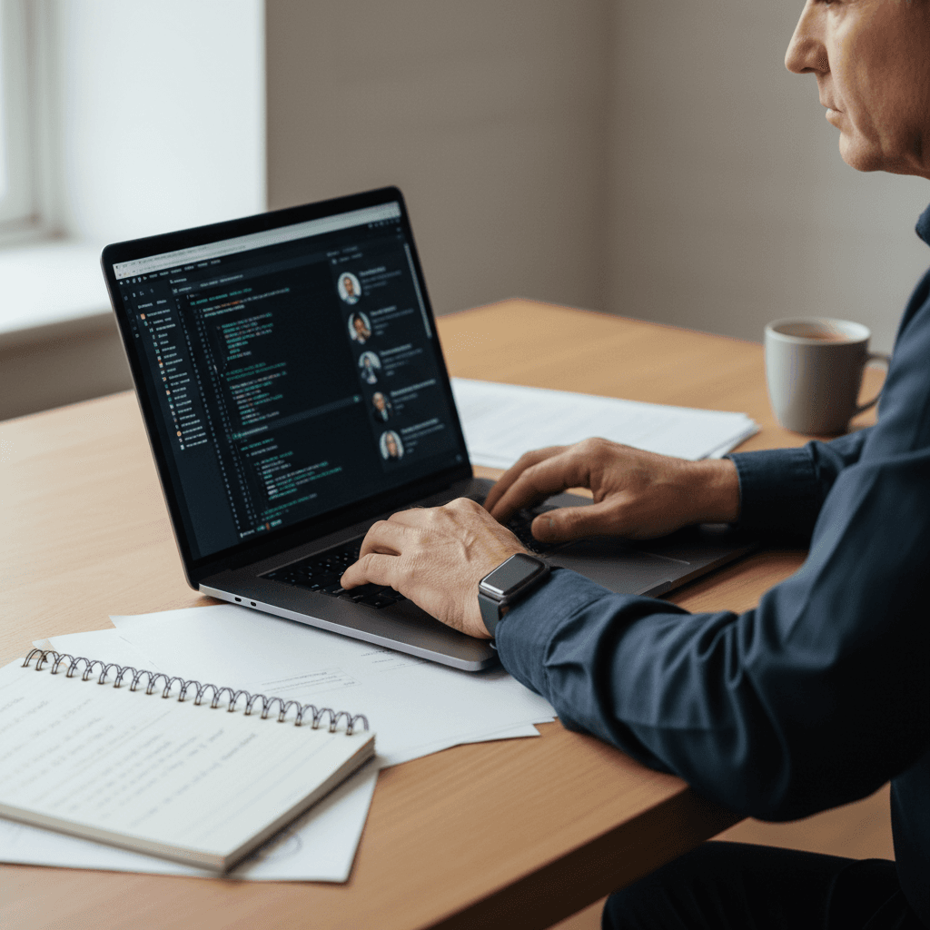 Recruiter carefully comparing and analyzing candidate profiles